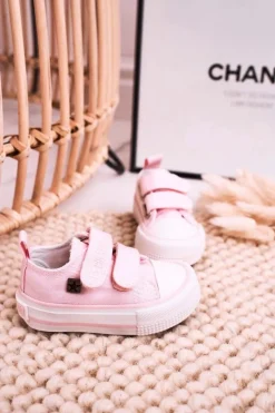 Hot Dziecięce Trampki Na Rzepy BIG STAR HH374203 Różowe Dzieci Chłopięce|Dziewczęce