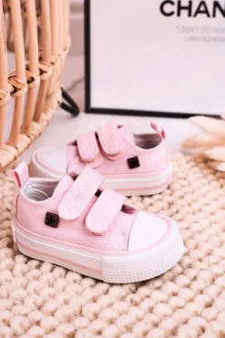 Hot Dziecięce Trampki Na Rzepy BIG STAR HH374203 Różowe Dzieci Chłopięce|Dziewczęce