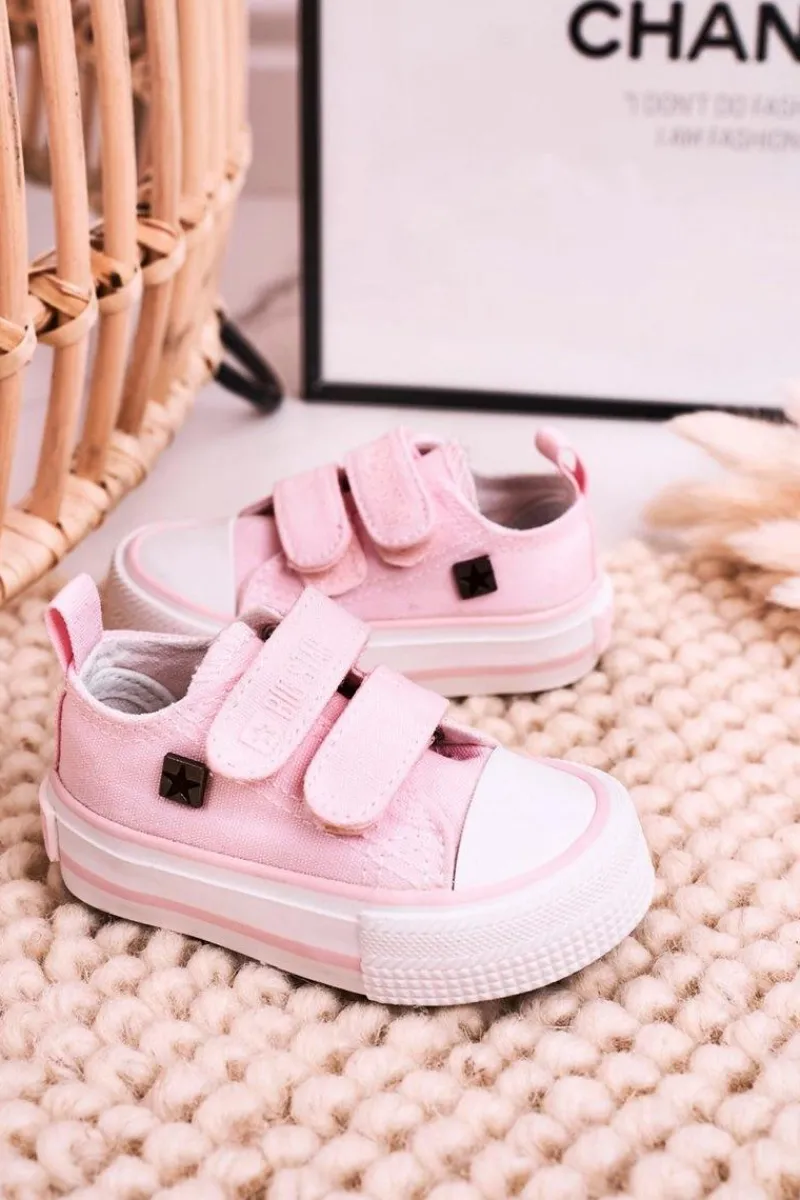 Hot Dziecięce Trampki Na Rzepy BIG STAR HH374203 Różowe Dzieci Chłopięce|Dziewczęce