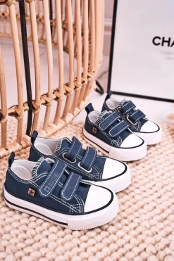 Hot Big Star Shoes Dziecięce Trampki Na Rzepy BIG STAR HH374097 Granatowe