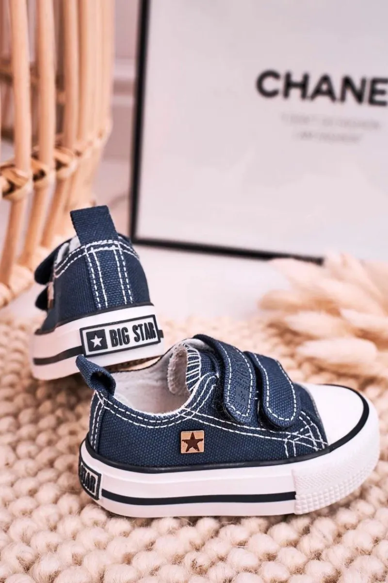 Hot Big Star Shoes Dziecięce Trampki Na Rzepy BIG STAR HH374097 Granatowe