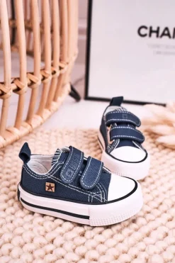 Hot Big Star Shoes Dziecięce Trampki Na Rzepy BIG STAR HH374097 Granatowe