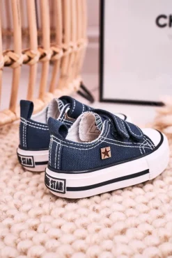 Hot Big Star Shoes Dziecięce Trampki Na Rzepy BIG STAR HH374097 Granatowe