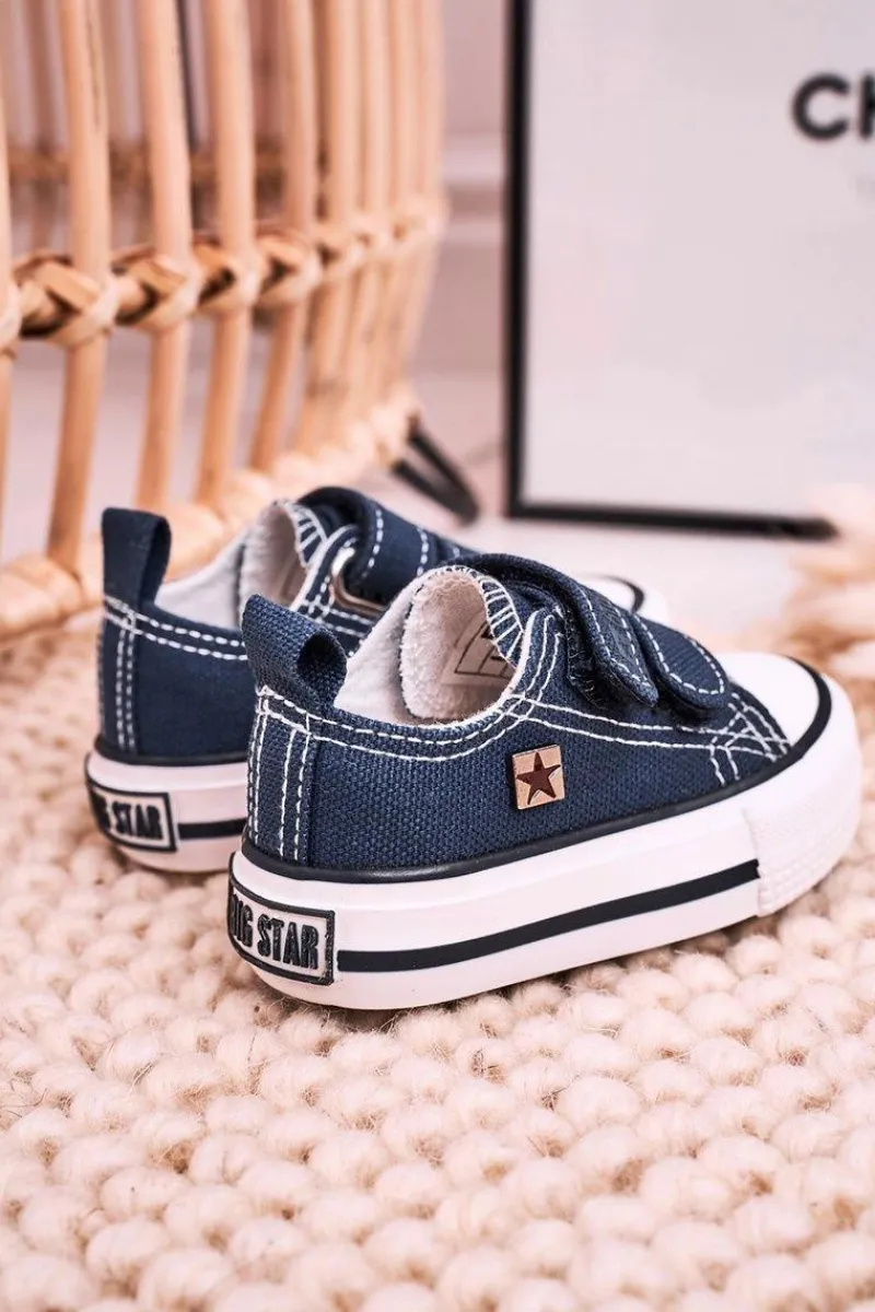 Hot Big Star Shoes Dziecięce Trampki Na Rzepy BIG STAR HH374097 Granatowe