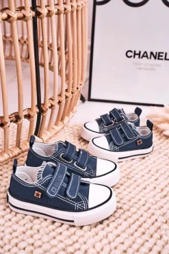 Hot Big Star Shoes Dziecięce Trampki Na Rzepy BIG STAR HH374097 Granatowe