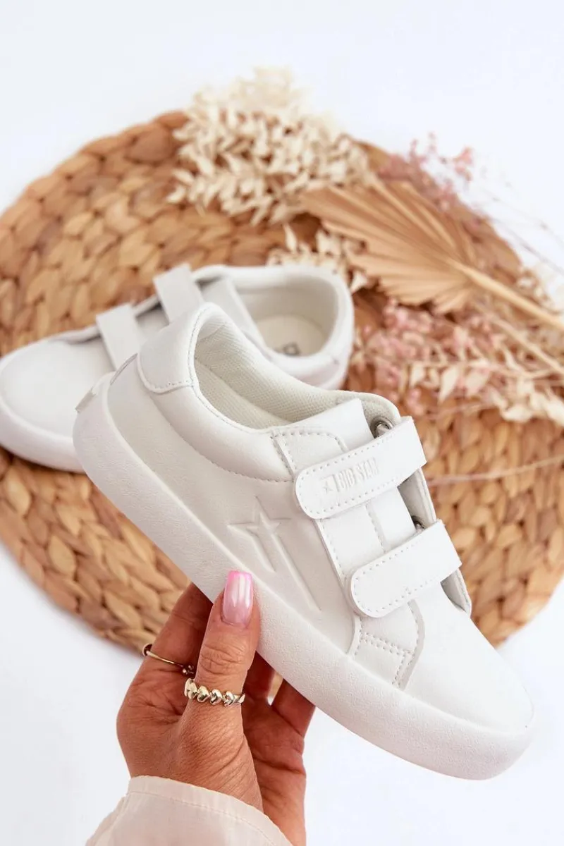 Discount Dziecięce Trampki Na Rzepy Big Star NN374007 Białe Dzieci Chłopięce|Dziewczęce