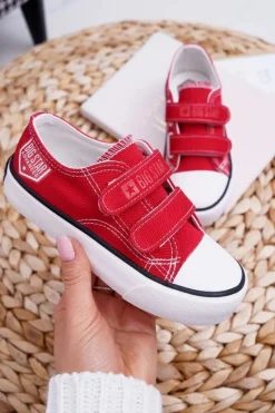 Hot Dziecięce Trampki Na Rzepy Big Star FF374063 Czerwone Dzieci Chłopięce|Dziewczęce