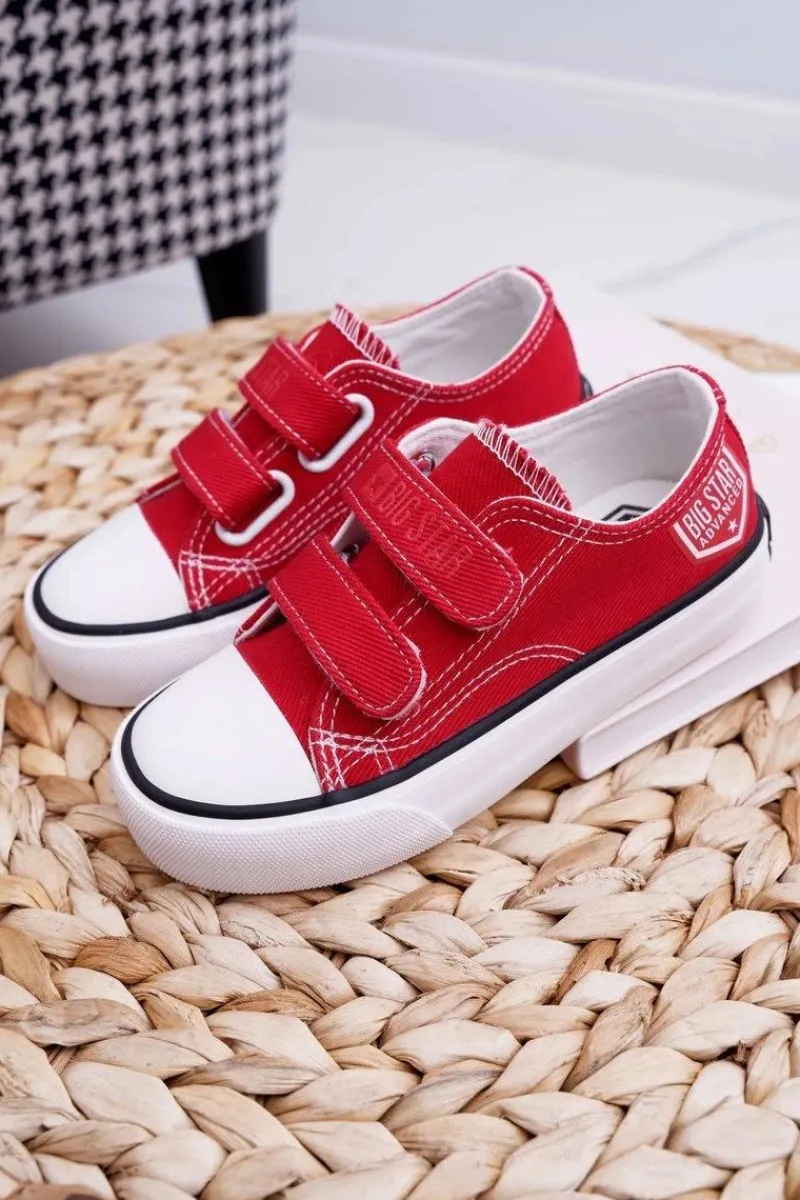 Hot Dziecięce Trampki Na Rzepy Big Star FF374063 Czerwone Dzieci Chłopięce|Dziewczęce