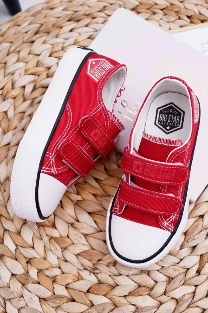 Hot Dziecięce Trampki Na Rzepy Big Star FF374063 Czerwone Dzieci Chłopięce|Dziewczęce
