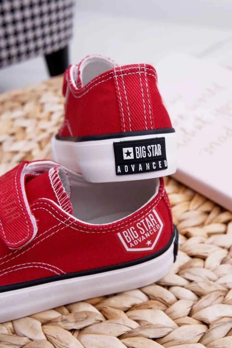 Hot Dziecięce Trampki Na Rzepy Big Star FF374063 Czerwone Dzieci Chłopięce|Dziewczęce