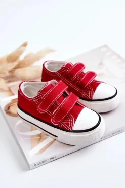 Hot Dziecięce Trampki Na Rzepy Czerwone Bernie Dzieci Chłopięce|Dziewczęce