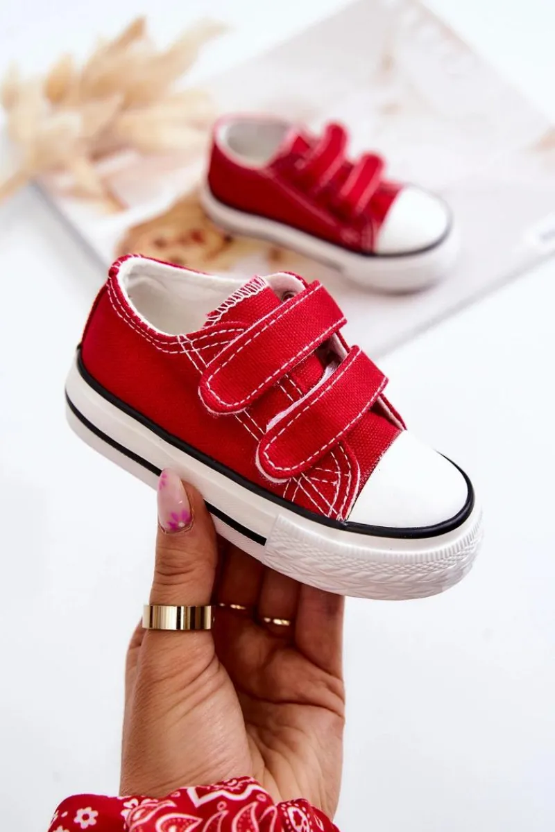 Hot Dziecięce Trampki Na Rzepy Czerwone Bernie Dzieci Chłopięce|Dziewczęce