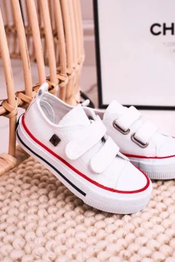 Chłopięce|Dziewczęce>Big Star Shoes Dziecięce Trampki Na Rzepy BIG STAR HH374199 Białe Biały