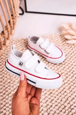 Chłopięce|Dziewczęce></noscript>Big Star Shoes Dziecięce Trampki Na Rzepy BIG STAR HH374199 Białe Biały