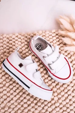 Chłopięce|Dziewczęce></noscript>Big Star Shoes Dziecięce Trampki Na Rzepy BIG STAR HH374199 Białe Biały