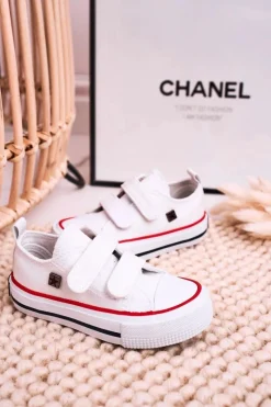 Chłopięce|Dziewczęce></noscript>Big Star Shoes Dziecięce Trampki Na Rzepy BIG STAR HH374199 Białe Biały