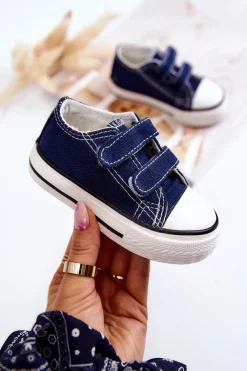 Chłopięce|Dziewczęce>Boto Dziecięce Trampki Na Rzepy Granatowe Bernie Niebieski