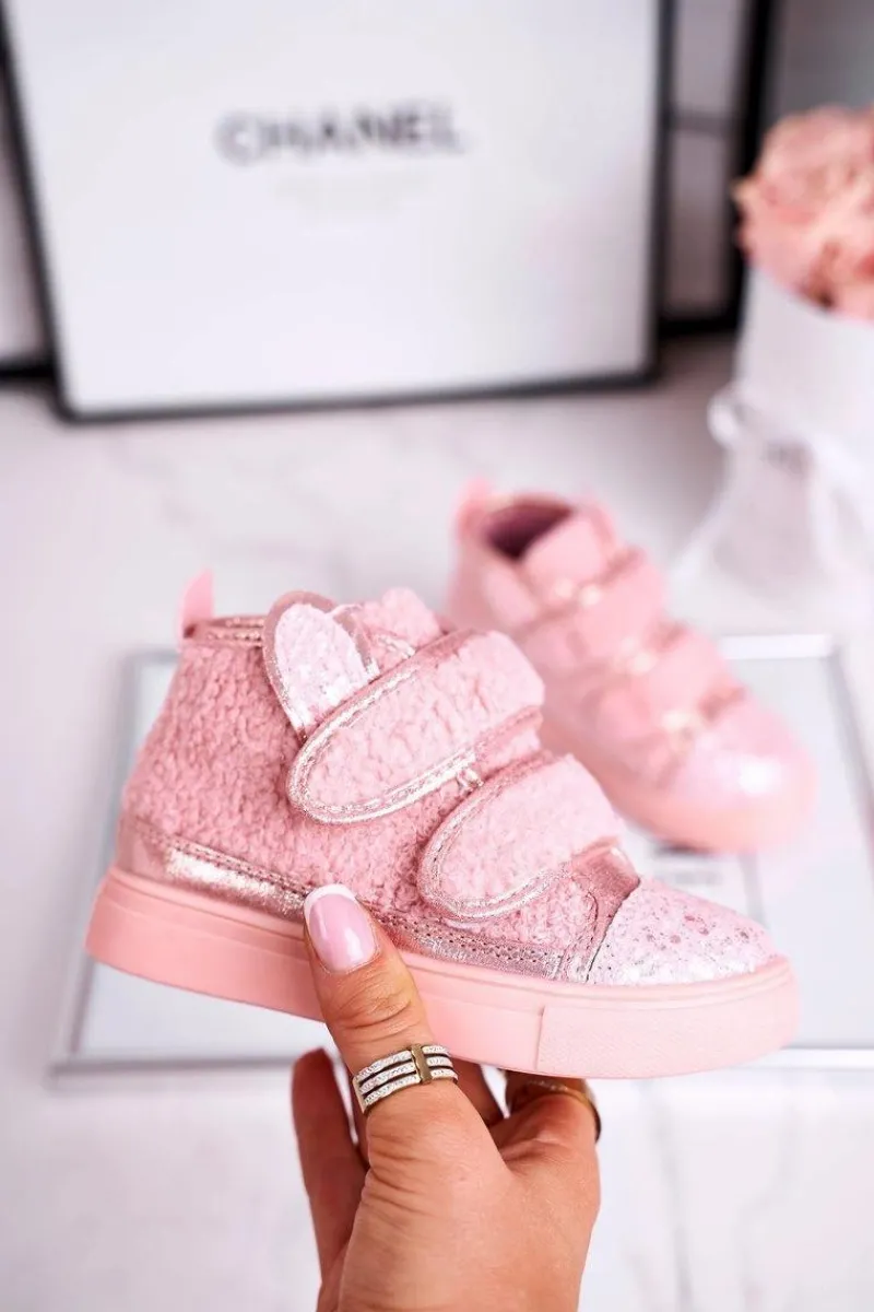 Discount Boto Dziecięce Trampki Ocieplane Wysokie Różowe Clifford