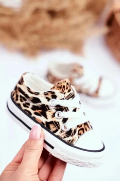 Dziewczęce>Boto Dziecięce Trampki W Panterkę Camel Berni