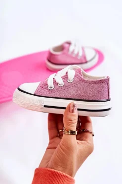 Hot Dziecięce Trampki Wiązane Różowe Wella Dzieci Dziewczęce