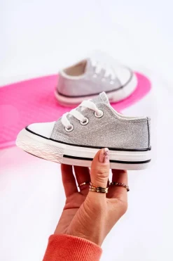 Clearance Boto Dziecięce Trampki Wiązane Srebrne Wella Srebrny