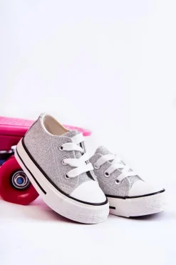 Clearance Boto Dziecięce Trampki Wiązane Srebrne Wella Srebrny