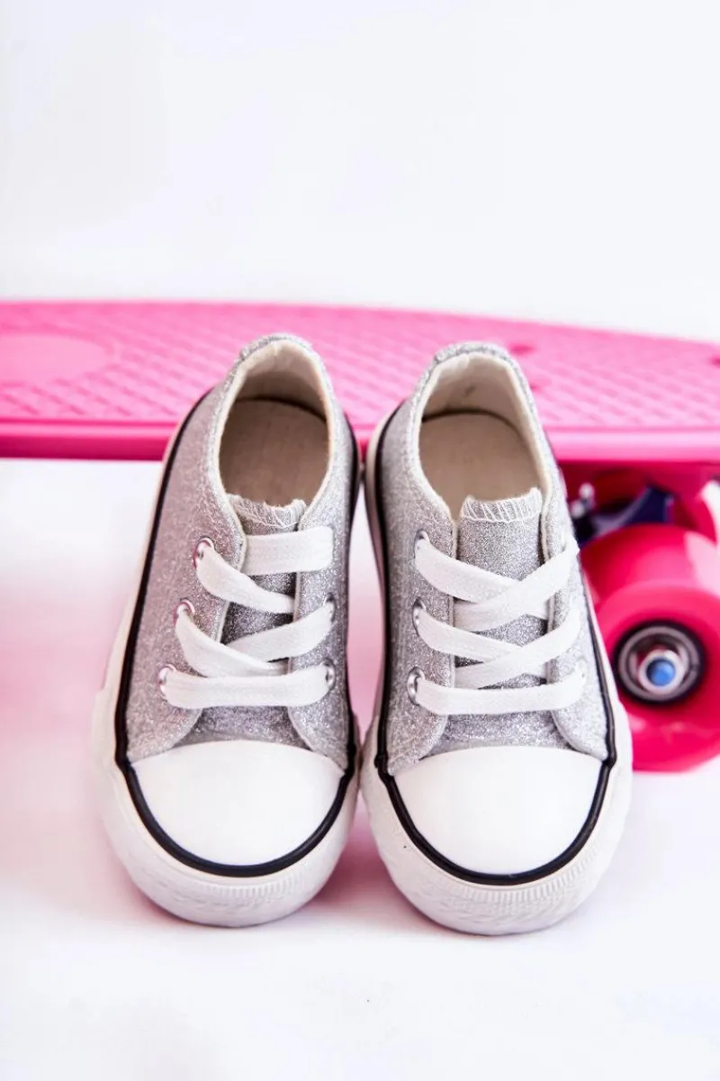 Clearance Boto Dziecięce Trampki Wiązane Srebrne Wella Srebrny