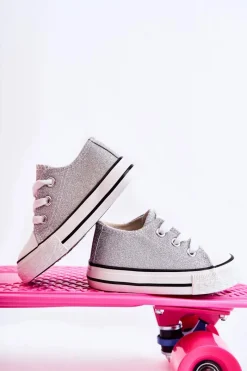 Clearance Boto Dziecięce Trampki Wiązane Srebrne Wella Srebrny