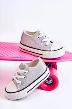 Clearance Boto Dziecięce Trampki Wiązane Srebrne Wella Srebrny