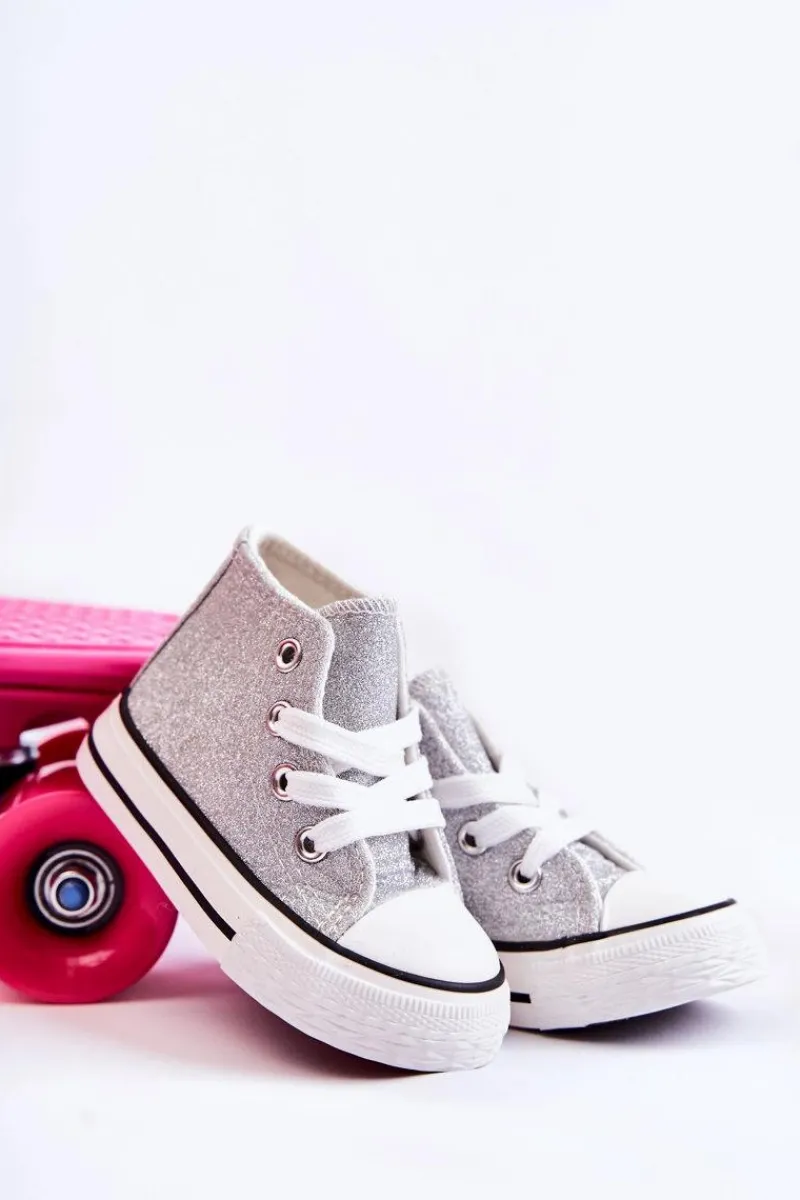 Dziewczęce|Back To School>Boto Dziecięce Trampki Wysokie Srebrne Catrina Srebrny