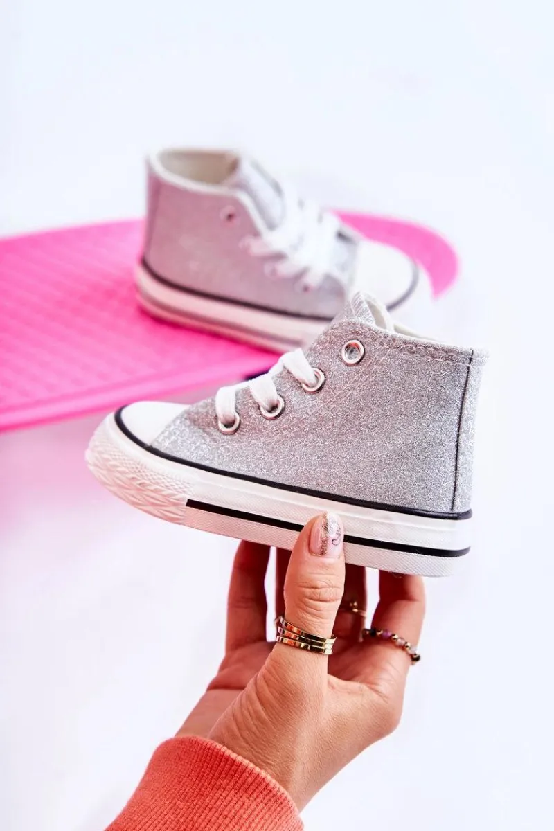 Dziewczęce|Back To School>Boto Dziecięce Trampki Wysokie Srebrne Catrina Srebrny