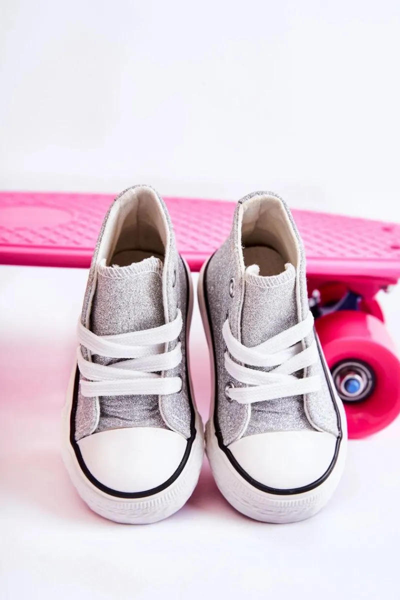 Dziewczęce|Back To School>Boto Dziecięce Trampki Wysokie Srebrne Catrina Srebrny