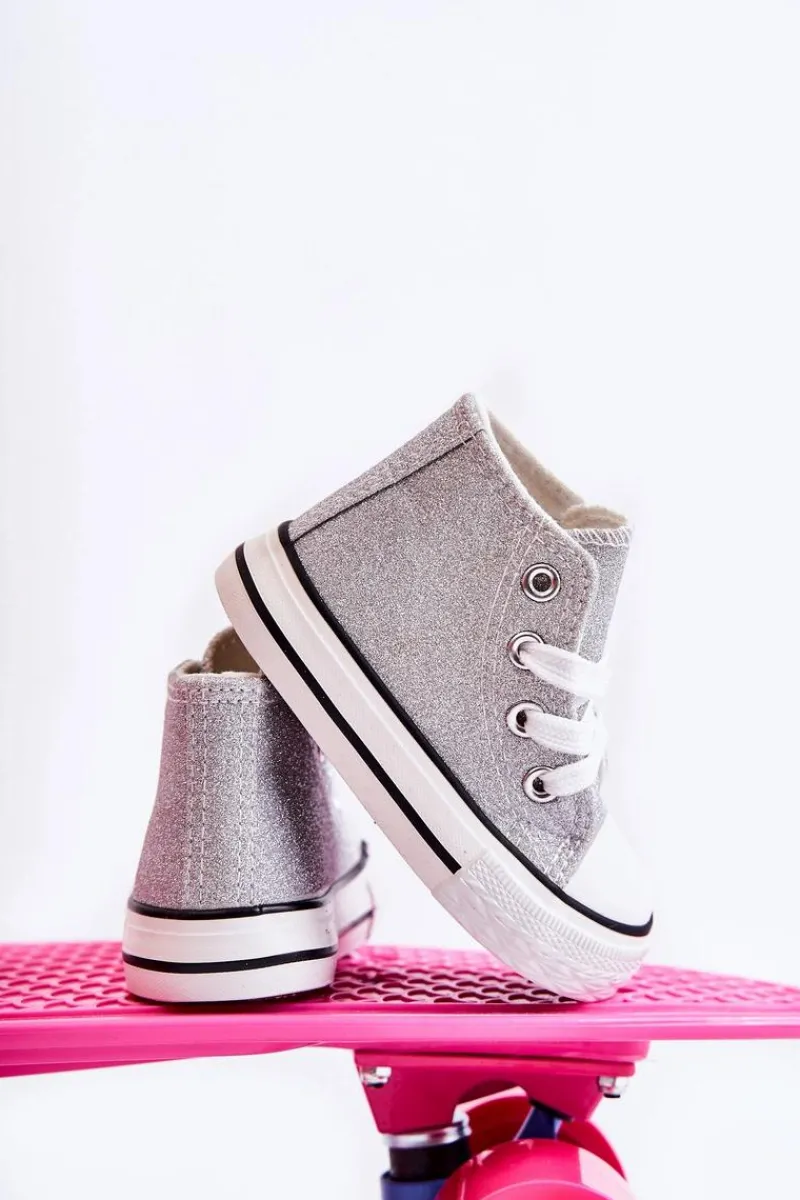 Dziewczęce|Back To School>Boto Dziecięce Trampki Wysokie Srebrne Catrina Srebrny