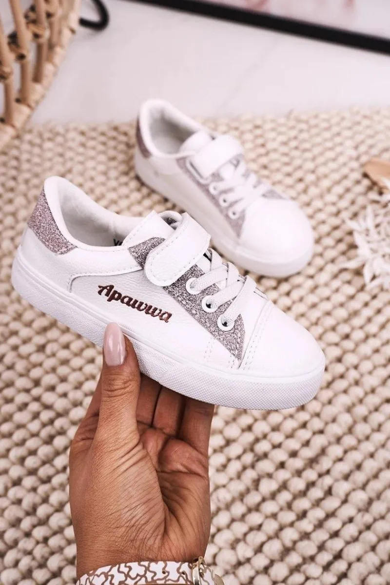 Best Boto Dziecięce Trampki Z Brokatem Biało Różowe Camila