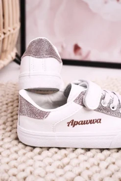 Best Boto Dziecięce Trampki Z Brokatem Biało Różowe Camila