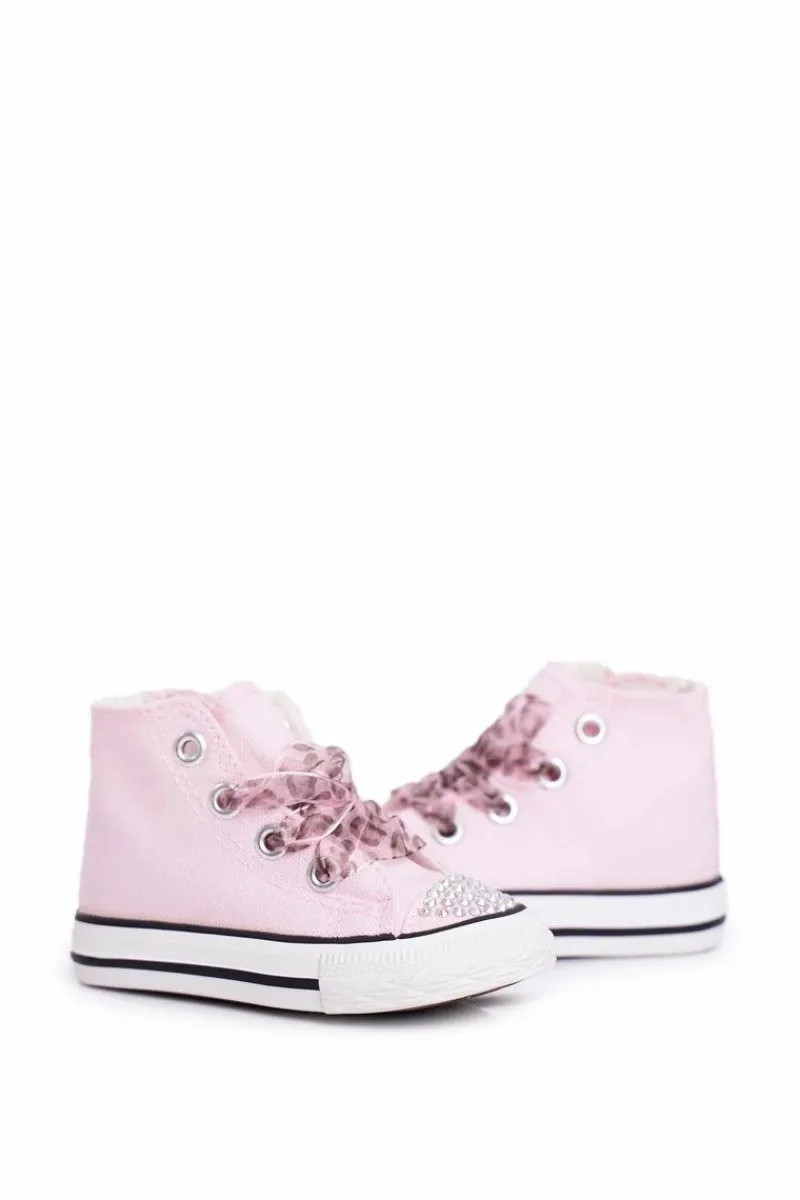 Dziewczęce>Boto Dziecięce Trampki Z Cyrkoniami Różowe Smile