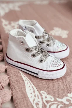 Discount Dziecięce Trampki Z Cyrkoniami Białe Smile Dzieci Dziewczęce|Back To School