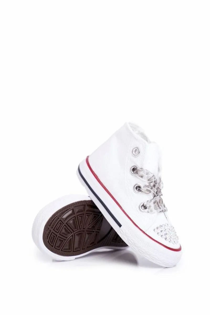 Discount Dziecięce Trampki Z Cyrkoniami Białe Smile Dzieci Dziewczęce|Back To School