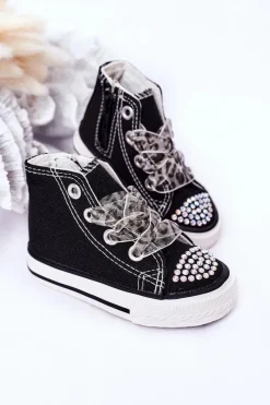 Outlet Dziecięce Trampki Z Cyrkoniami Czarne Smile Dzieci Dziewczęce|Back To School