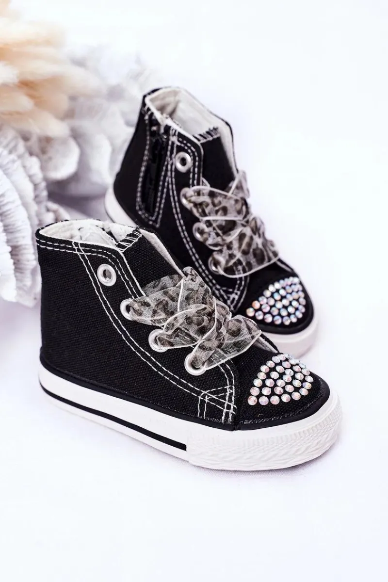 Outlet Dziecięce Trampki Z Cyrkoniami Czarne Smile Dzieci Dziewczęce|Back To School