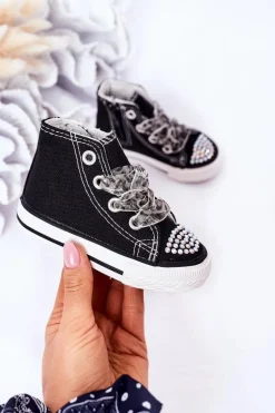 Outlet Dziecięce Trampki Z Cyrkoniami Czarne Smile Dzieci Dziewczęce|Back To School