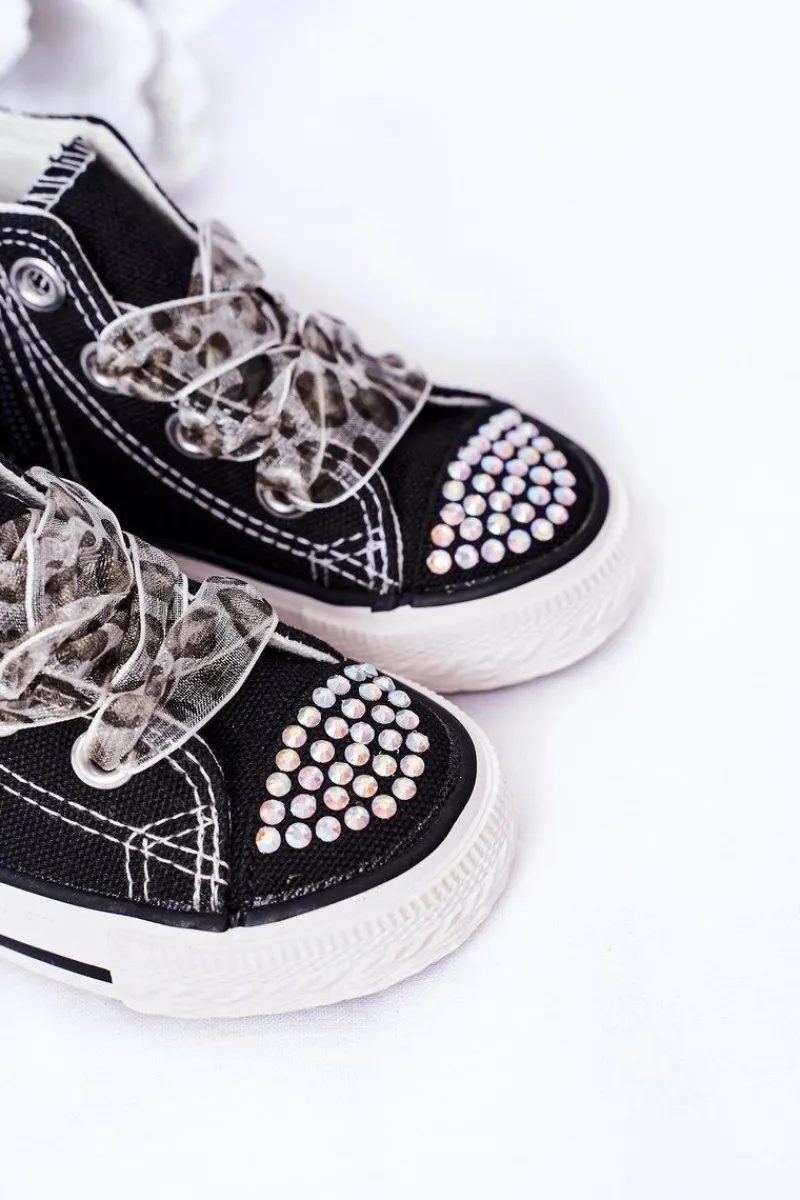 Outlet Dziecięce Trampki Z Cyrkoniami Czarne Smile Dzieci Dziewczęce|Back To School