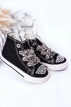 Outlet Dziecięce Trampki Z Cyrkoniami Czarne Smile Dzieci Dziewczęce|Back To School