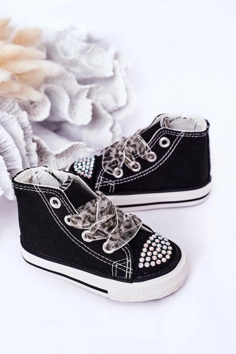 Outlet Dziecięce Trampki Z Cyrkoniami Czarne Smile Dzieci Dziewczęce|Back To School