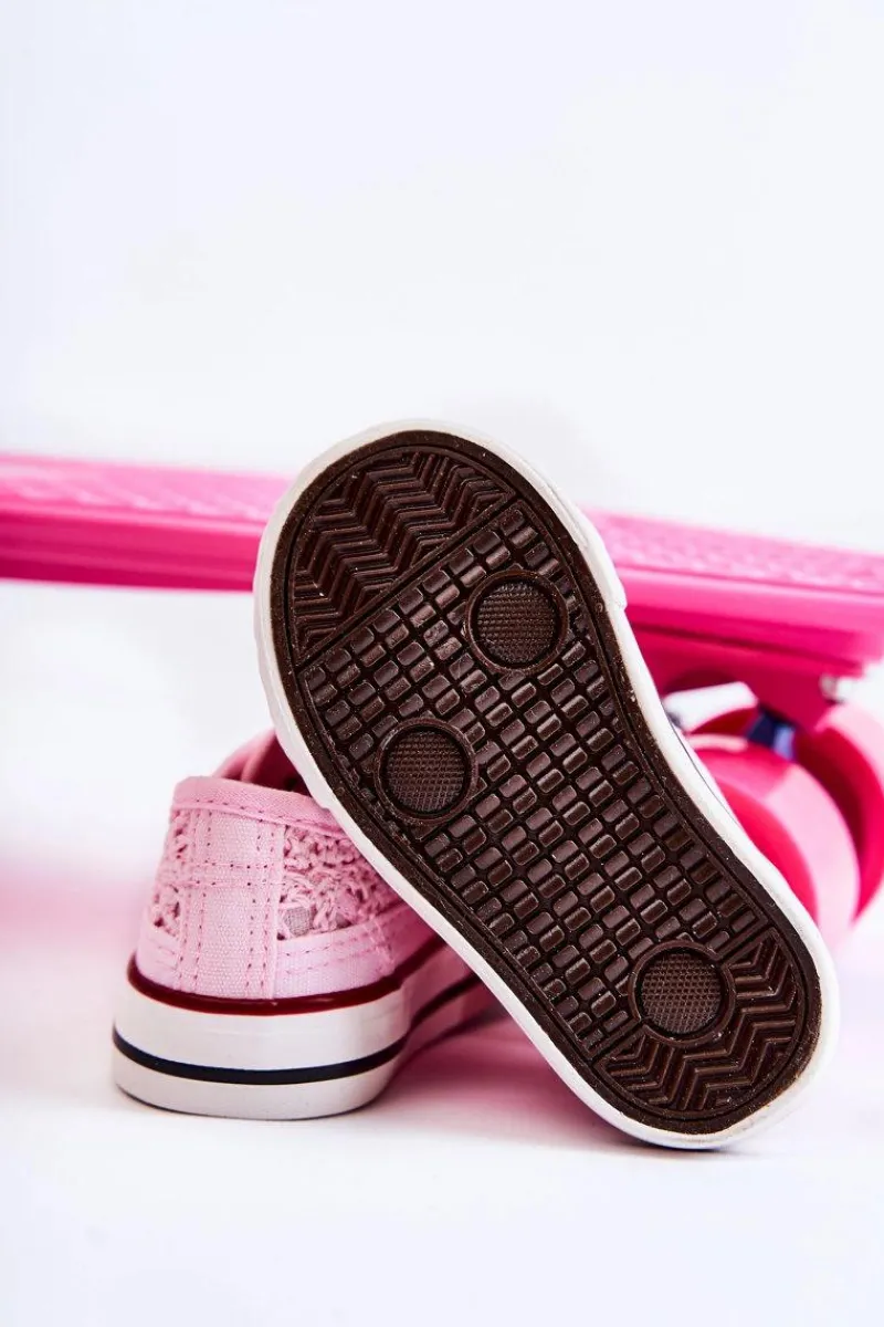Dziewczęce|Back To School>Boto Dziecięce Trampki Z Koronką Różowe Roly-Poly Różowy