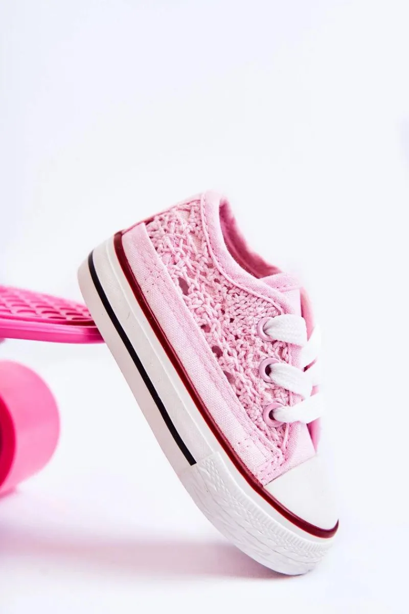 Dziewczęce|Back To School>Boto Dziecięce Trampki Z Koronką Różowe Roly-Poly Różowy