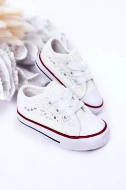 Clearance Boto Dziecięce Trampki Z Koronką Białe Roly-Poly