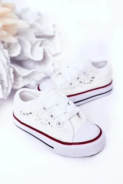 Clearance Boto Dziecięce Trampki Z Koronką Białe Roly-Poly