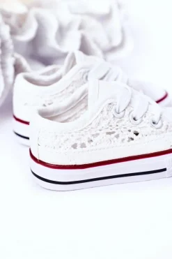 Clearance Boto Dziecięce Trampki Z Koronką Białe Roly-Poly