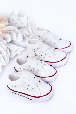 Clearance Boto Dziecięce Trampki Z Koronką Białe Roly-Poly